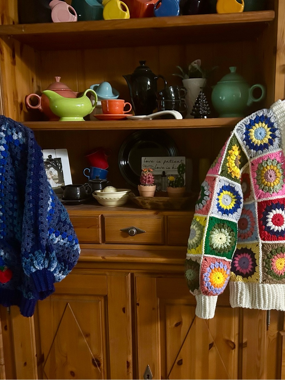 Handmade Multicolor Crochet Granny Square Cardigan Sweater - Picture 2 of 2